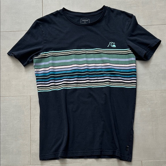 Quiksilver Men's Navy Multicolor Striped Tee - Picture 1 of 3